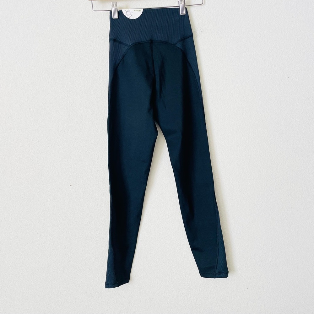 NWT Aerie SMALL Offline Goals black ribbed detail High Rise Leggings 7/8 length - Picture 8 of 10